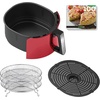 image:imageGoWISE 7Quart Electric Air Fryer with Dehydrating Function and 3 Stackable Racks  1Pack of Parchment Paper LED Digital Touchscreen with 8 Functions  100 Recipes RedSilver