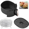 image:imageGoWISE 7Quart Electric Air Fryer with Dehydrating Function and 3 Stackable Racks  1Pack of Parchment Paper LED Digital Touchscreen with 8 Functions  100 Recipes BlackCopper