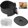 image:imageGoWISE 7Quart Electric Air Fryer with Dehydrating Function and 3 Stackable Racks  1Pack of Parchment Paper LED Digital Touchscreen with 8 Functions  100 Recipes BlackSilver