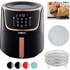 image:imageGoWISE 7Quart Electric Air Fryer with Dehydrating Function and 3 Stackable Racks  1Pack of Parchment Paper LED Digital Touchscreen with 8 Functions  100 Recipes BlackCopper
