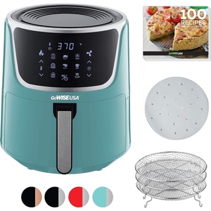 image:imageGoWISE 7Quart Electric Air Fryer with Dehydrating Function and 3 Stackable Racks  1Pack of Parchment Paper LED Digital Touchscreen with 8 Functions  100 Recipes MintSilver