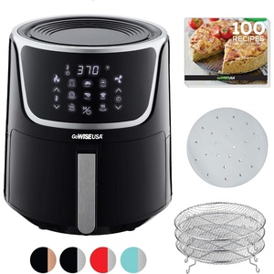 image:imageGoWISE 7Quart Electric Air Fryer with Dehydrating Function and 3 Stackable Racks  1Pack of Parchment Paper LED Digital Touchscreen with 8 Functions  100 Recipes BlackSilver