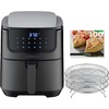 image:imageGoWISE USA 7Quart Air Fryer amp Dehydrator MAX STEEL XL with Touchscreen Display with Stackable Dehydrating Racks with Preheat amp Mute Functions  100 Recipes Black Stainless Steel