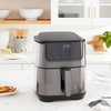 image:imageGoWISE USA 7Quart Air Fryer amp Dehydrator MAX STEEL XL with Touchscreen Display with Stackable Dehydrating Racks with Preheat amp Mute Functions  100 Recipes Black Stainless Steel