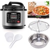 image:imageGoWISE USA GW22712 12in1 MultiUse Electric Pressure Cooker with Stainless Steel Pot Measuring Cup Spoon Steam Rack and Basket 8QtStainless Steel