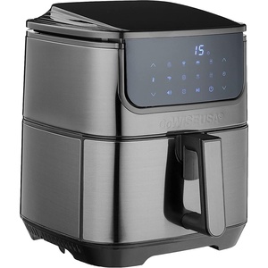 image:imageGoWISE USA 7Quart Air Fryer amp Dehydrator MAX STEEL XL with Touchscreen Display with Stackable Dehydrating Racks with Preheat amp Mute Functions  100 Recipes Black Stainless Steel