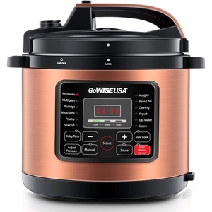 image:imageGoWISE USA GW22712 12in1 MultiUse Electric Pressure Cooker with Stainless Steel Pot Measuring Cup Spoon Steam Rack and Basket 8QtCopper