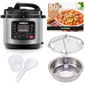 image:imageGoWISE USA GW22712 12in1 MultiUse Electric Pressure Cooker with Stainless Steel Pot Measuring Cup Spoon Steam Rack and Basket 8QtStainless Steel