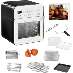 image:imageGoWISE USA GW44803 Ultra 127Quart Electric Air Fryer Oven with Rotisserie and Dehydrator  11 Accessories and 50 Recipes Black QTSilver